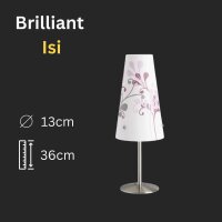 Tischlampe Isi, Nickelmatt / Lila-Dekor / Rosa, 40 Watt, E14-Fassung, Ø 13 cm – Brilliant