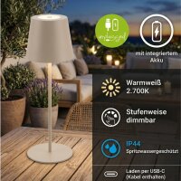 Akku-Leuchte Briloner Tischleuchte LED Beige dimmbar...