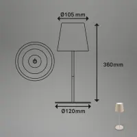 Akku-Leuchte Briloner Tischleuchte LED Beige dimmbar Tischlampe IP44 2,5 Watt