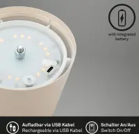 Akku-Leuchte Briloner Tischleuchte LED Beige dimmbar Tischlampe IP44 2,5 Watt