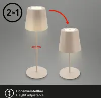 Akku-Leuchte Briloner Tischleuchte LED Beige dimmbar Tischlampe IP44 2,5 Watt