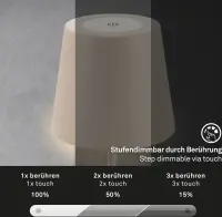 Akku-Tischlampe Akku-Leuchte, Beige, 2,5 Watt, 2700K, dimmbar, IP44, 12 x 36 cm – Briloner