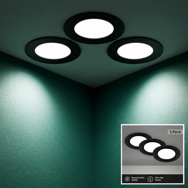 Einbauleuchten Briloner 3 x 3 Watt LED Schwarz Spots Einbaulampen