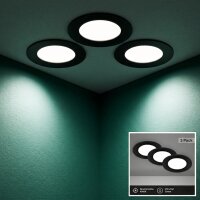 LED Einbauspots, Schwarz, Bohrloch 6,8 cm, 3x3W, 350lm,...