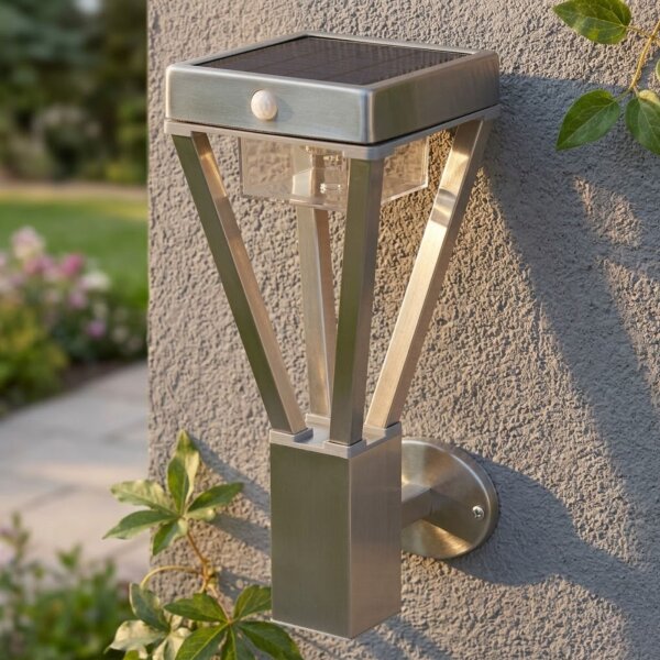 LEDVANCE Außenleuchte ENDURA STYLE Solarleuchte „Bouquet“ – Edelstahl-Wandleuchte mit Bewegungssensor (6 W, 550 lm, 3000 K)