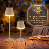 Globo VANNIESO Solar-Tischleuchte Metall sandfarben 10x...