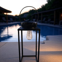 Solar Laterne BODHU XL: 32cm, schwarze Outdoor-Leuchte von Solar-Lichter, stilvolle Gartenbeleuchtung.