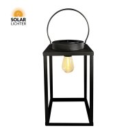 Solar Laterne BODHU XL: 32cm, schwarze Outdoor-Leuchte von Solar-Lichter, stilvolle Gartenbeleuchtung.
