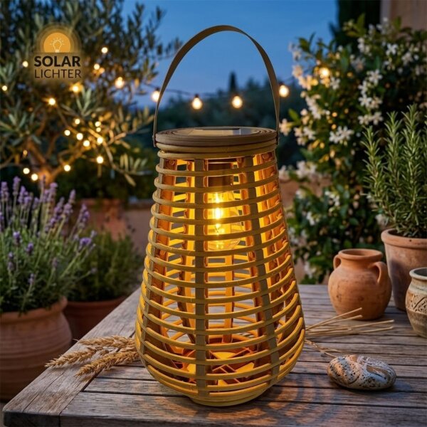 Solar Laterne VABBIN XL: 45cm, große Outdoor-Laterne von Solar-Lichter, stimmungsvolle LED-Beleuchtung