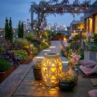 Solar-Lichter GILA LED Solar Laterne Natur PE-Rattan 22,8cm Flacker-Effekt 3000K IP44