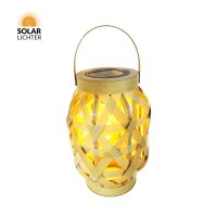 Solar-Lichter GILA LED Solar Laterne Natur PE-Rattan 22,8cm Flacker-Effekt 3000K IP44