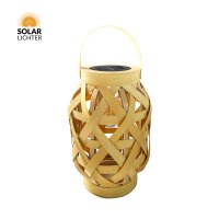 Solar-Lichter GILA LED Solar Laterne Natur PE-Rattan 22,8cm Flacker-Effekt 3000K IP44