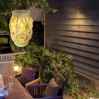Solar-Lichter GILA LED Solar Laterne Natur PE-Rattan 22,8cm Flacker-Effekt 3000K IP44