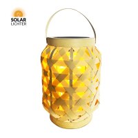 Solar-Lichter GILA XL LED Solar Laterne Natur PE-Rattan 32,4cm Flacker-Effekt 3000K IP44