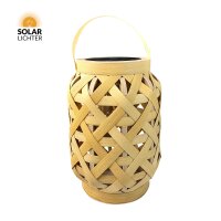 Solar-Lichter GILA XL LED Solar Laterne Natur PE-Rattan 32,4cm Flacker-Effekt 3000K IP44