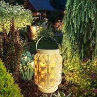 Solar-Lichter GILA XL LED Solar Laterne Natur PE-Rattan 32,4cm Flacker-Effekt 3000K IP44