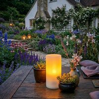 Solar-Lichter Terrassa XL LED Solar Kerze Weiß 15,6cm Flacker-Effekt 3000K IP44