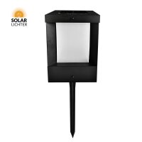 Solar-Lichter BORNEO 2-in-1 LED Solar Wegeleuchte Schwarz Eisen 25cm Erdspieß 3000K IP44