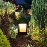 Solar-Lichter BORNEO 2-in-1 LED Solar Wegeleuchte Schwarz Eisen 25cm Erdspieß 3000K IP44