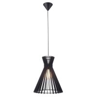 Nordlux Pendelleuchte Groa 34 Holz Schwarz Ø34cm E27 Lamellen-Design 200cm Abhängung