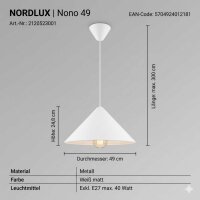 Pendelleuchte Nordlux Nono 49 Hängeleuchte Weiß Seidenmatt