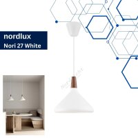 Nordlux Pendelleuchte Nori Weiß Matt Holz Ø27cm E27 Skandi-Design 300cm Abhängung