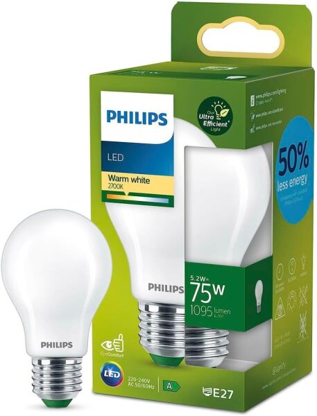 Leuchtmittel Philips E27 5,2 Watt LED Ultraenergieeffizient warmweiß 1095 Lumen