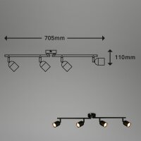 Deckenstrahler 4er Spot, Schwarz, 9 Watt, GU10-Fassung, 70,5 x 8 x 11 cm – Briloner
