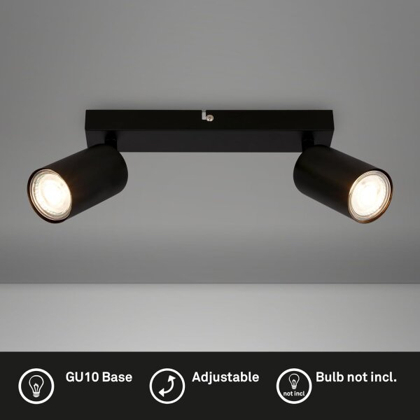 Strahler Briloner 2er Spot GU10 Fassung Deckenleuchte Schwarz Deckenlampe
