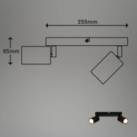 2-flammiger Deckenspot 2er, Schwarz, 2x9W, GU10-Fassung, 8,5 cm – Briloner