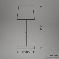 Akku-Tischlampe Boja, Graffiti-Design, 2,6 Watt, 150lm, Warmweiß, dimmbar – Briloner