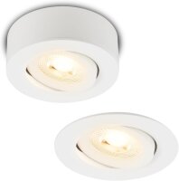 Briloner 2-in-1 LED Einbaustrahler Aufbauspot Weiß Ø9cm Schwenkbar Dimmbar 5W 500lm Warmweiß