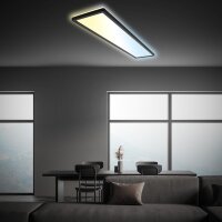 Deckenleuchte Briloner 36 Watt LED Panel Schwarz Fernbedienung dimmbar CCT Nachtlicht 98 cm