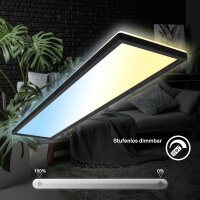 Deckenleuchte Briloner 36 Watt LED Panel Schwarz Fernbedienung dimmbar CCT Nachtlicht 98 cm