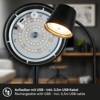 Akku-Leuchte Briloner Tischlampe 5,5 Watt LED Schwarz Tischleuchte Touchdimmer