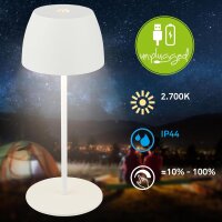 Akku-Leuchte Briloner 2,5 Watt LED Tischleuchte Weiß Touchdimmer IP44 Tischlampe