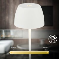 Akku-Leuchte Briloner 2,5 Watt LED Tischleuchte Weiß Touchdimmer IP44 Tischlampe