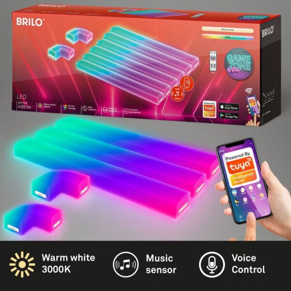 Wandleuchte Briloner Smart 24 Watt LED RGBIC Wandlampe Gaminzubehör