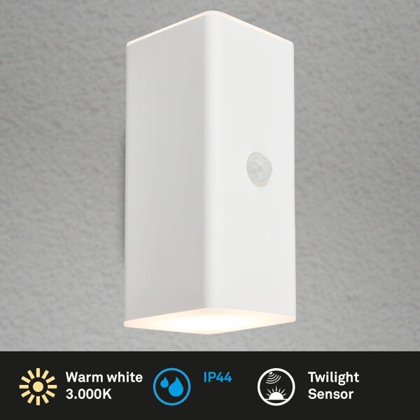 Akku-Leuchte Briloner Aussenwandleuchte 6 Watt LED Sensor Wandlampe Weiß