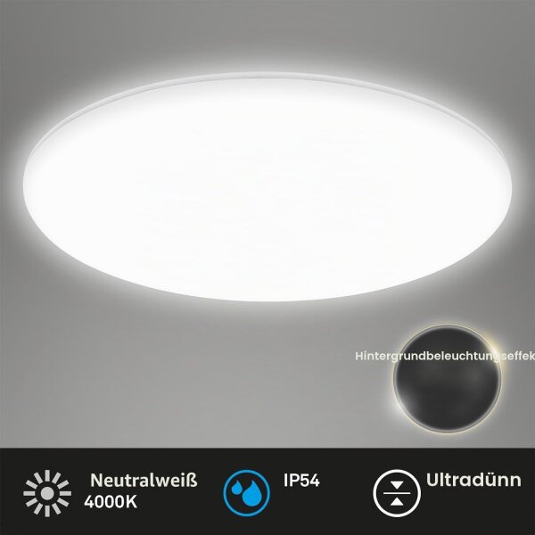 LED Deckenlampe Badlampe, Weiß, 36 Watt, 3600lm, 4000K, IP54, Ø 35 cm – Briloner