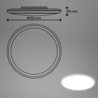 LED Deckenlampe Badlampe, Weiß, 36 Watt, 3600lm, 4000K, IP54, Ø 35 cm – Briloner