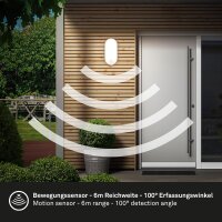 Akku-Wandleuchte Außenleuchte BW, Weiß, 12 Watt, 3000K, mit Bewegungsmelder, IP65 – Briloner