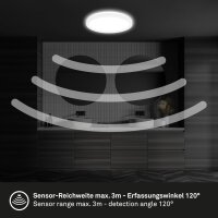 Deckenleuchte Briloner 15 Watt LED Sensor Deckenlampe IP44 24 cm Backlight