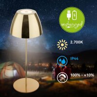 Akku-Leuchte Briloner 2 Watt LED Goldfarbig Tischleuchte...