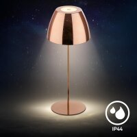 Akku-Leuchte Briloner 2 Watt LED Tischleuchte Kupferfarbif IP44 Touchdimmer Tischlampe