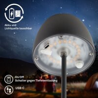 Akku-Leuchte Briloner 1,5 Watt LED Ladestation Tischleuchte Touchdimmer Tischlampe Anthrazit IP44
