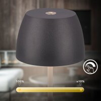 Akku-Leuchte Briloner 1,5 Watt LED Ladestation Tischleuchte Touchdimmer Tischlampe Anthrazit IP44