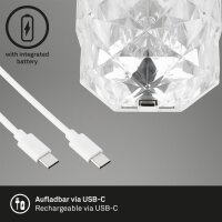 Akku-Tischleuchte Briloner 2,3 Watt LED Transparent Fernbedienung Tischlampe RGB Touchdimmer