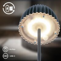 Akku-Leuchte Briloner Riffle Mini 1,5 Watt LED Tischleuchte Touchdimmer Anthrazit IP44 Tischlampe