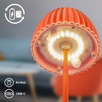 Akku-Leuchte Briloner Riffle Mini 1,5 Watt LED Tischleuchte Orange Touchdimmer IP44 Tischlampe